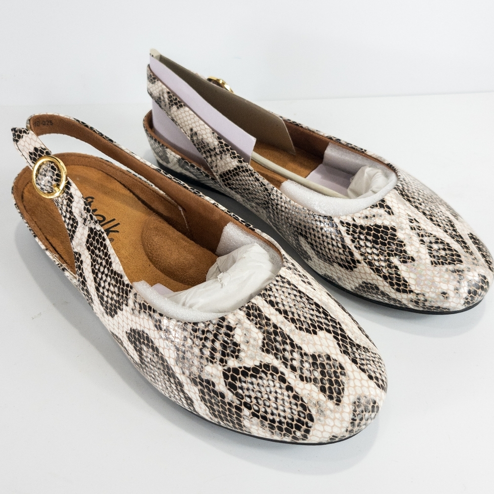 Softwalk Sandy Flat Black and White Snake -7.5 WW - Picture 6 of 9